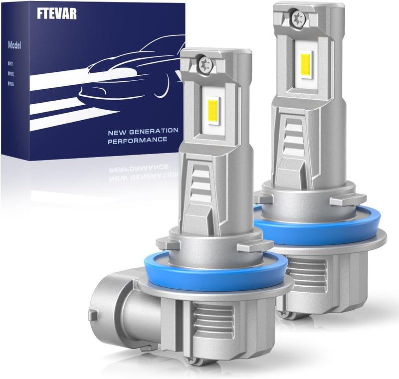 FTEVAR H11 Bulbs, H8 H9 Fog Light, 30000LM 6500K Super Bright, Fanless Mini Size, Pack of 2 - Image 1